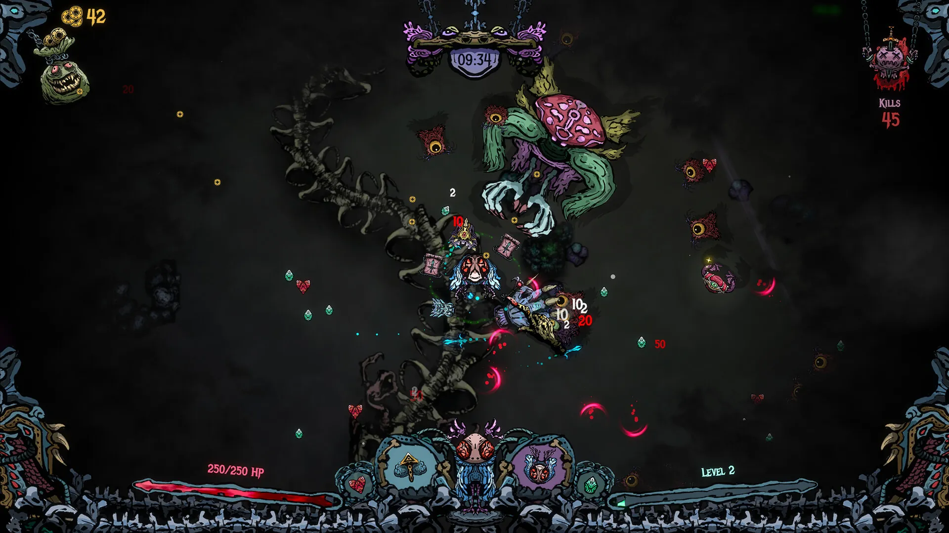 Devoidant screenshot: Fighting a swarm of demons in The Void