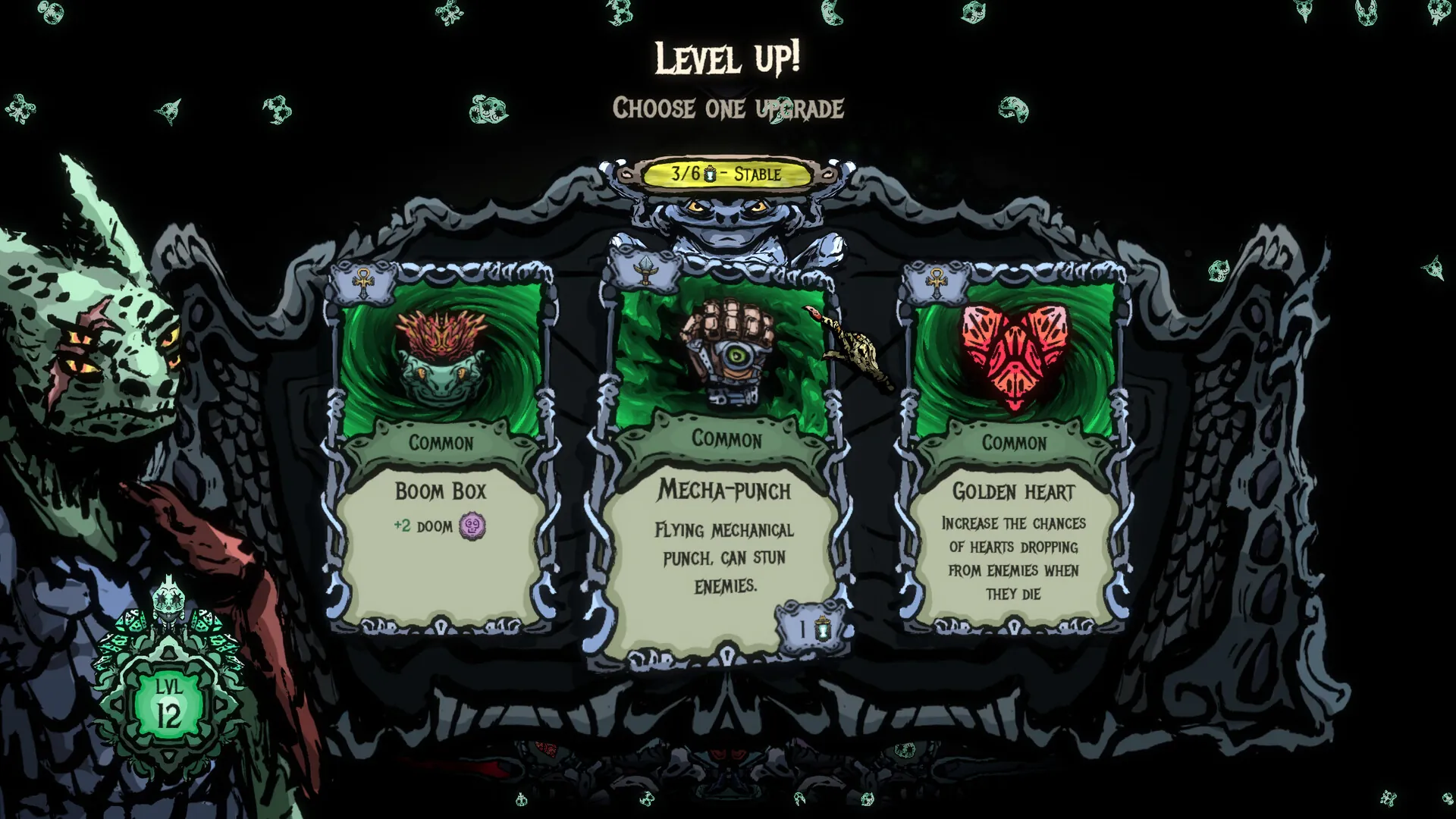 Devoidant screenshot: Level up: choose one of three upgrade cards